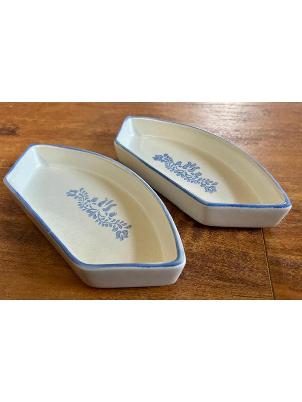 Vintage Pfaltzgraff Blue and White Ceramic Dishes Set of 2